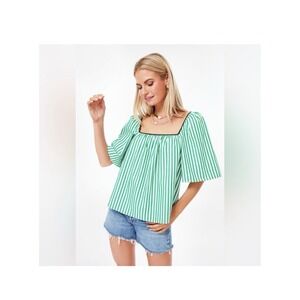 Tuckernuck Pomander Place Green Stripe Celia Top Large